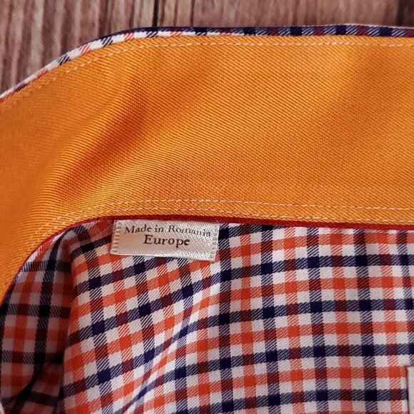 Eton Slim Fit Mens Size 43/17 Button Up Multicolor Check Long Sleeve Dress Shirt - Picture 11 of 16